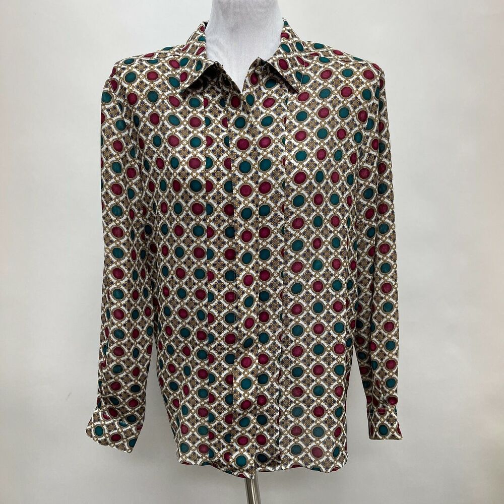 Alfred Dunner Women's Top Size 12 White Green Red Gold Purple Multicolor